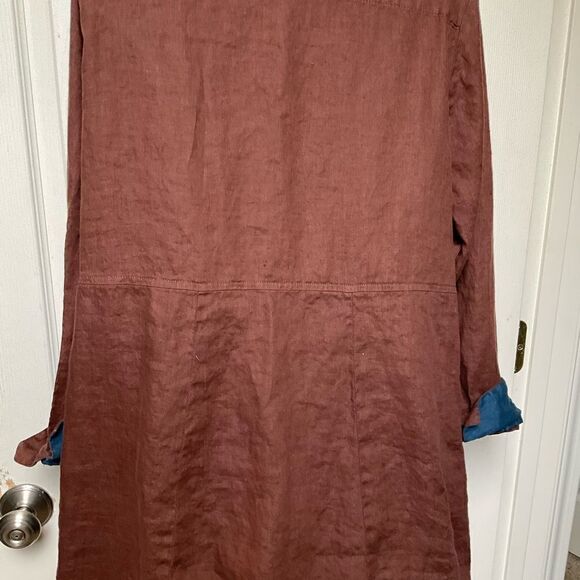 FLAX Designs Linen Jacket Brown‎ Contrast Cuff M - Picture 9 of 16